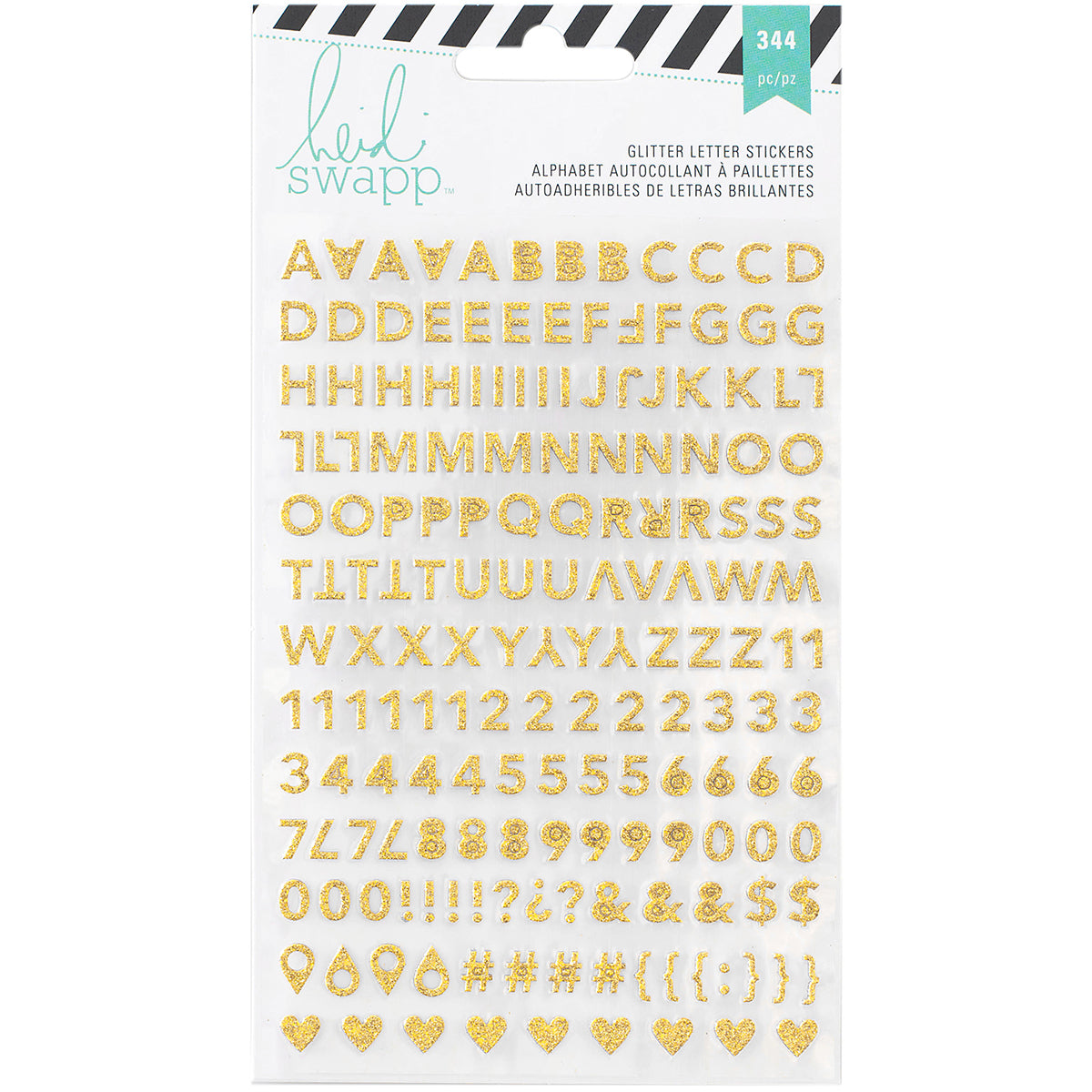 American Crafts Heidi Swapp Memory Planner Stickers 2/Pkg - Gold & Pink Glitter Alphabet