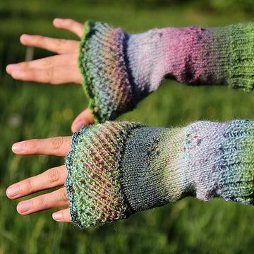 In Bloom fingerless mittens