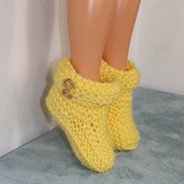 Ladies Super Chunky 2 Button Cuff Slipper Boots