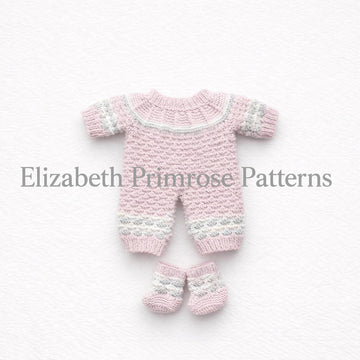 Little Ridges Doll Bodysuit, Hat & Bootees Knitting Pattern P76 – Elizabeth Primrose Patterns