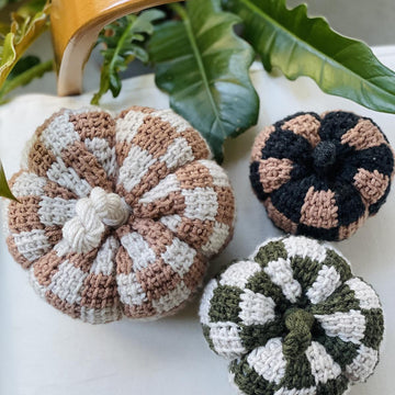 Tunisian Checkerboard Pumpkins