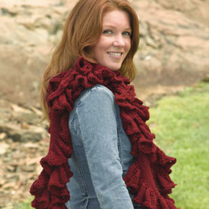 231 Ruffled Scarf in the Round - Knitting Pattern for Women in Valley Yarns Deerfield