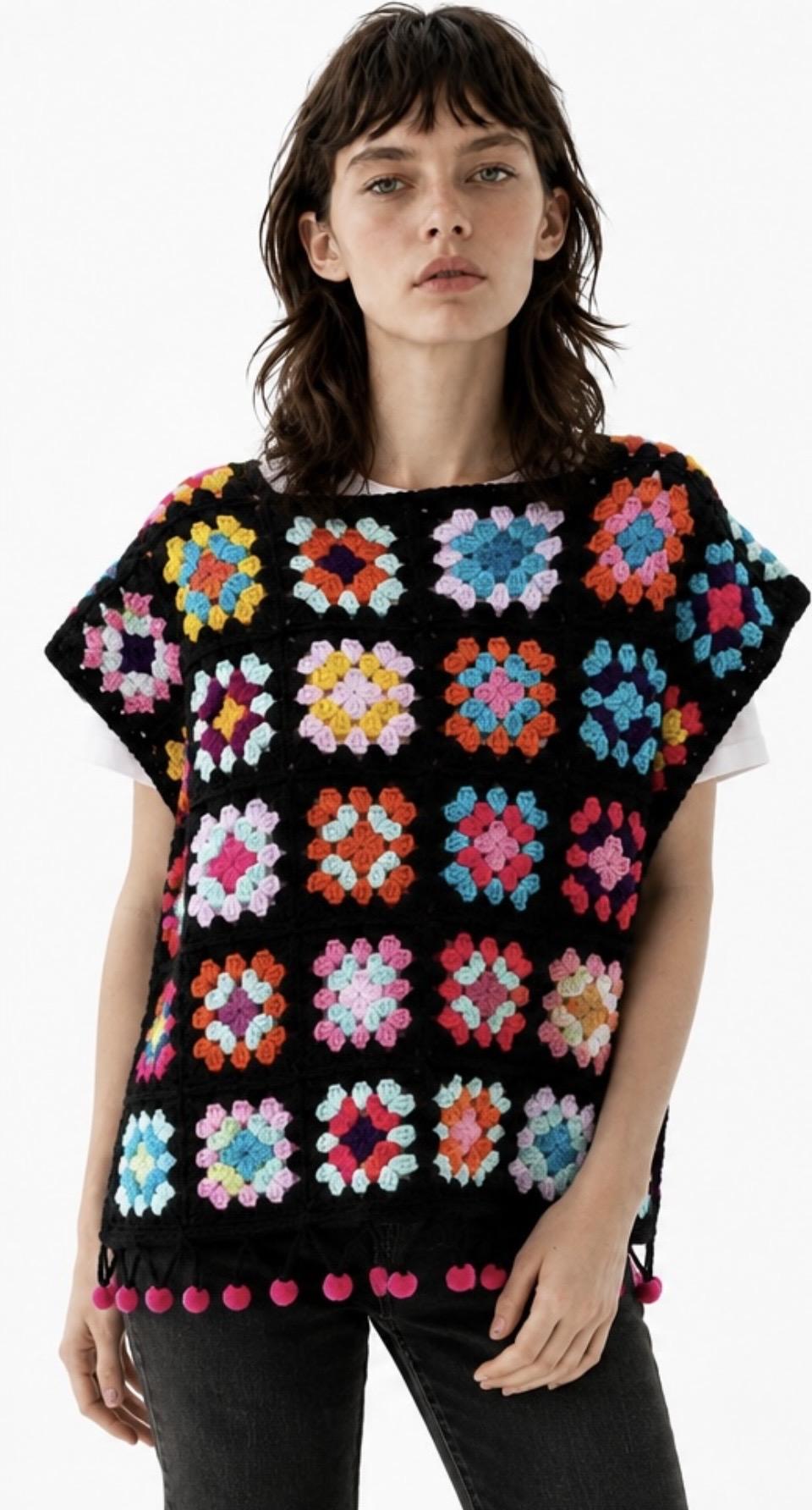 Pompom Crochet Poncho