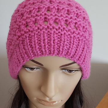 Zoey - 12ply eyelet stitch beanie