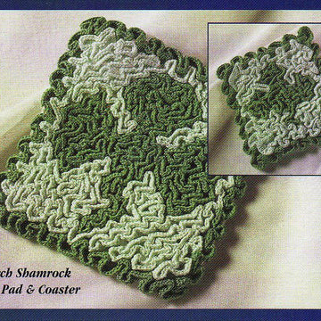Wiggly Shamrock Hot Pad and Coaster