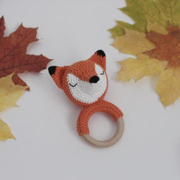 Crochet fox pattern rattle toy Amigurumi pattern baby teether