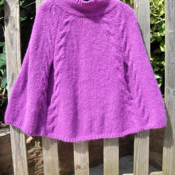 Raglan Poncho with Collar and Armhole Slits
