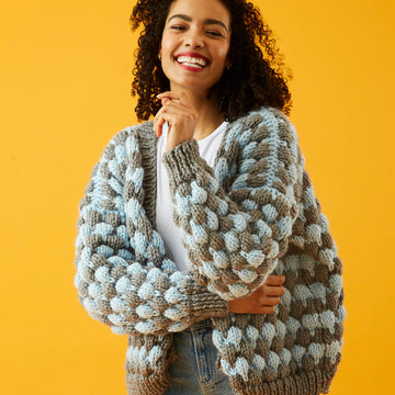 Bubble Stitch Cardigan - Free Knitting Pattern For Women in Paintbox Yarns Simply Super Chunky