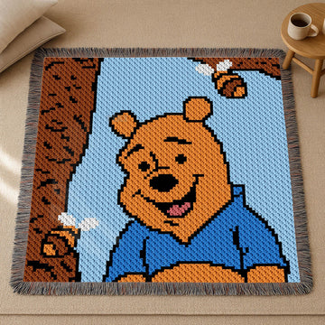 Winnie the Pooh & Bees Blanket Baby Peach Throw Cartoon Crib C2C CROCHET PATTERN
