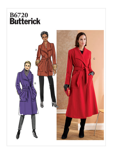 Butterick Misses'/Misses' Petite Outerwear & Belt B6720 - Sewing Pattern