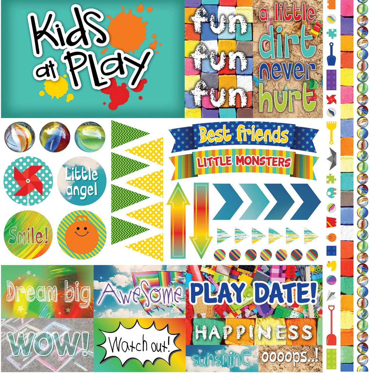 Reminisce Elements Cardstock Stickers 12"X12" - Kids At Play