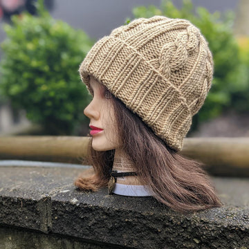 Crème Brûlée Cable Knit on circular needles Hat