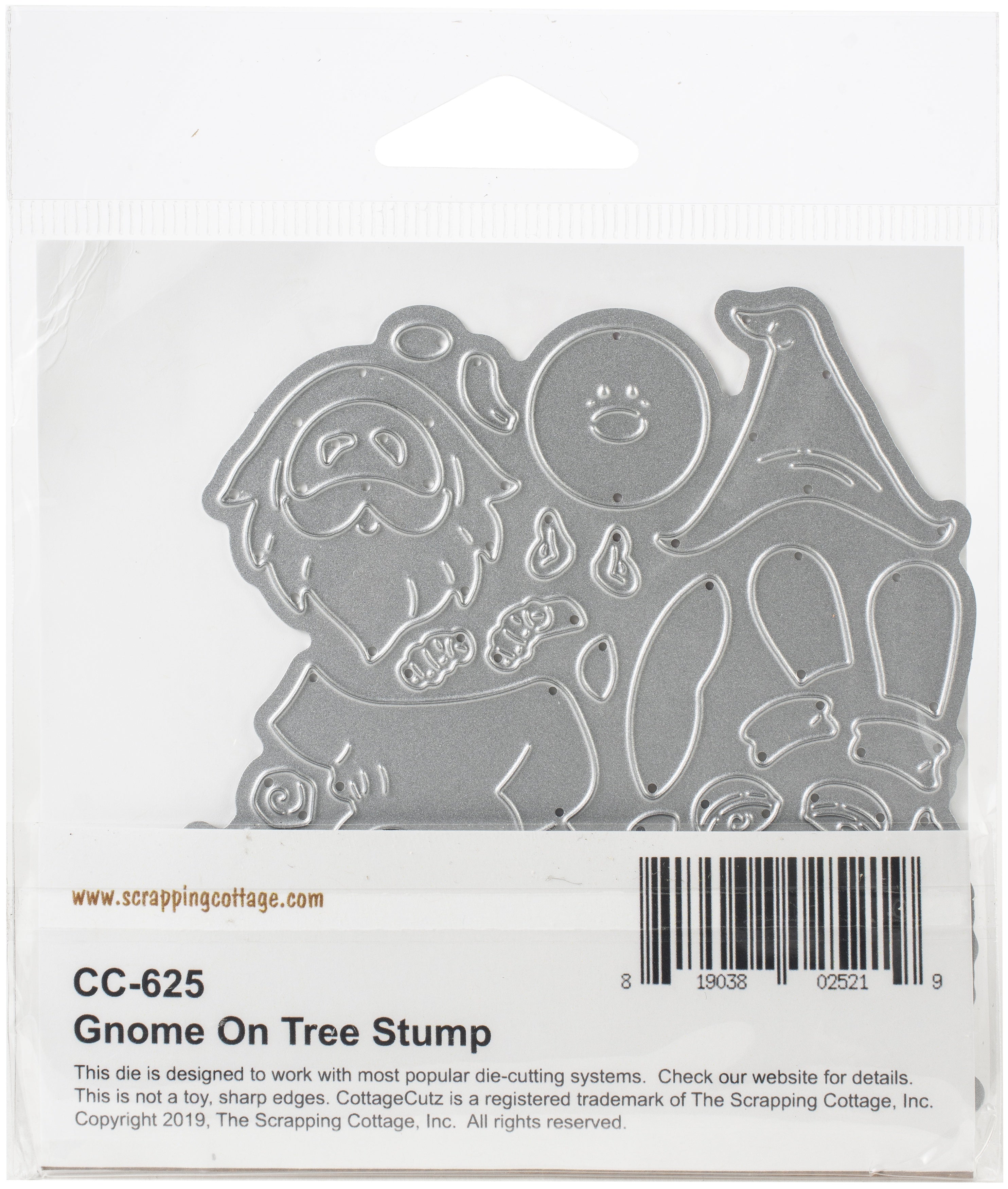 CottageCutz Dies - Gnome On Tree Stump 2.6"X3.2"
