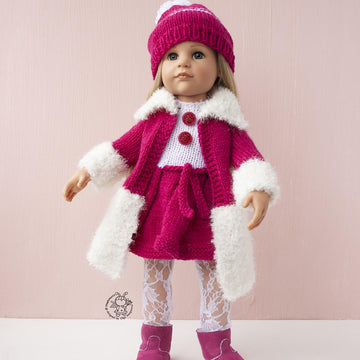 Outfit  Raspberries for 18in doll knitting flat