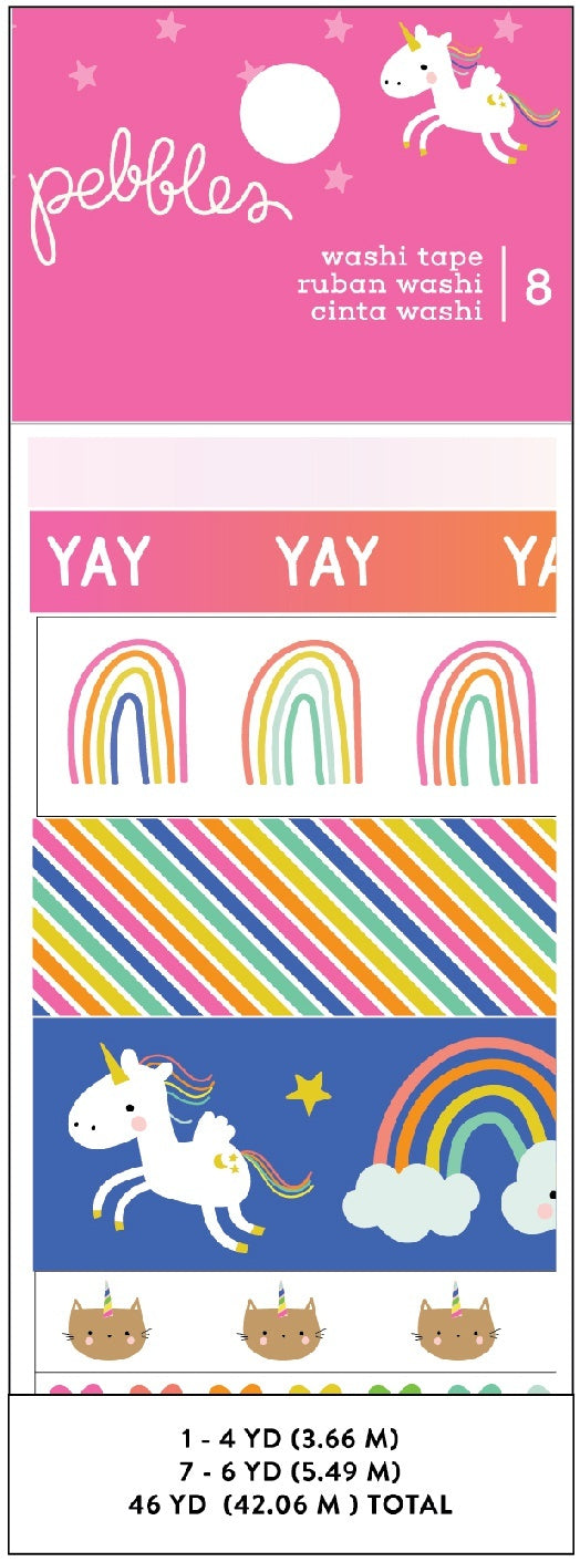 American Crafts Live Life Happy Washi Tape 8/Pkg - 4 To 6 Yards Each