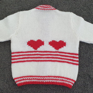 Pippa - Girl's heart and stripe cardigan