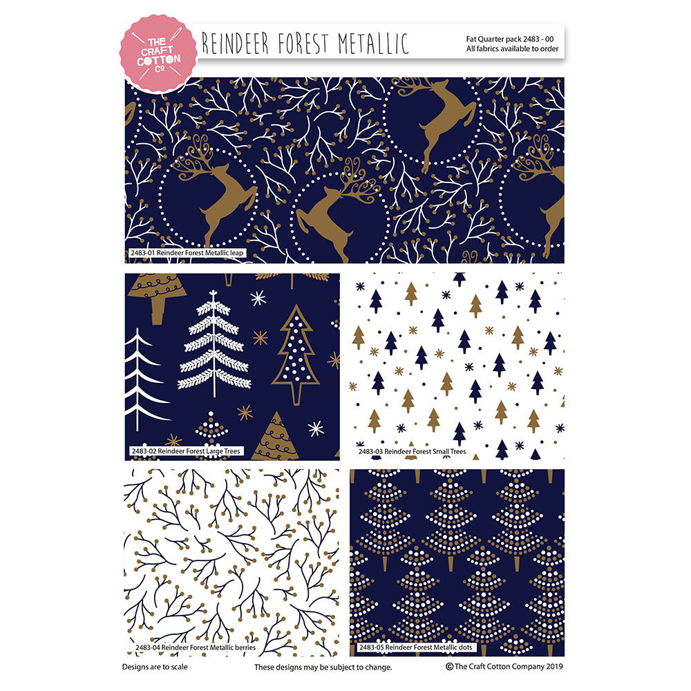 Craft Cotton Company Reindeer Fat Quarter Bundle - Reindeer Metallic