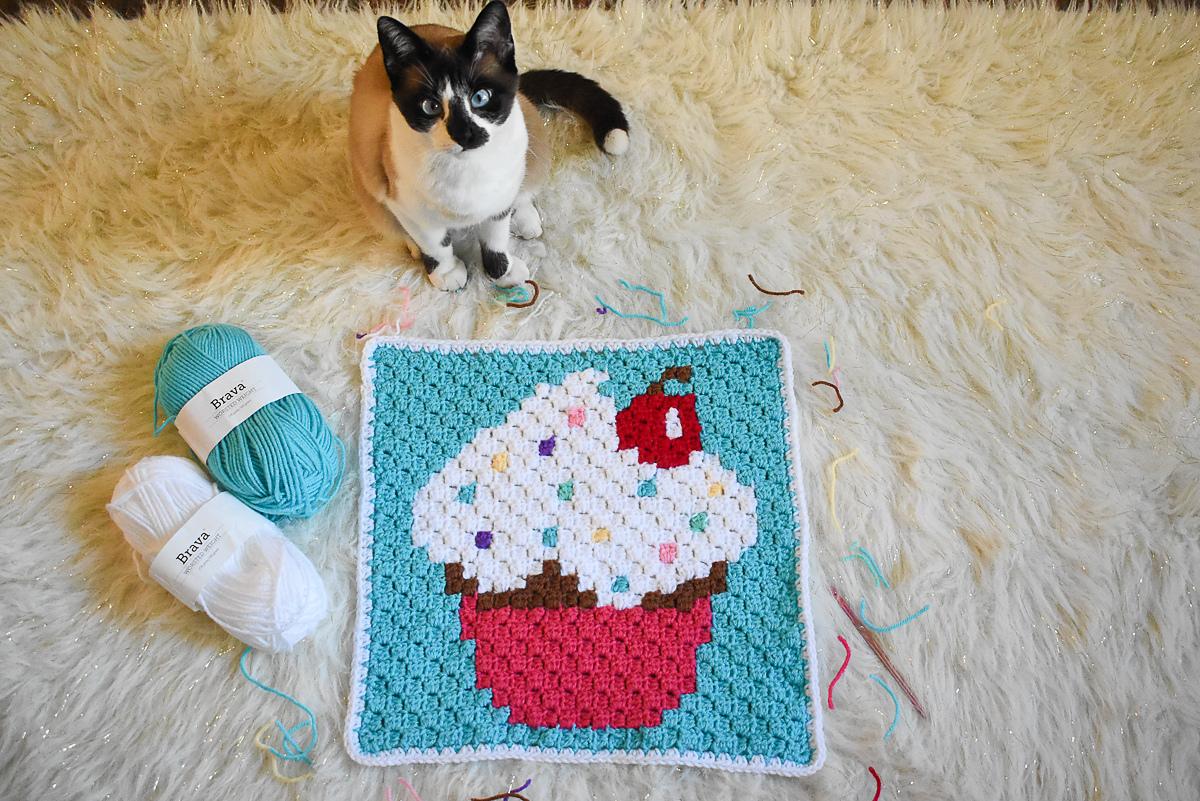 Sprinkled Cupcake C2C Square