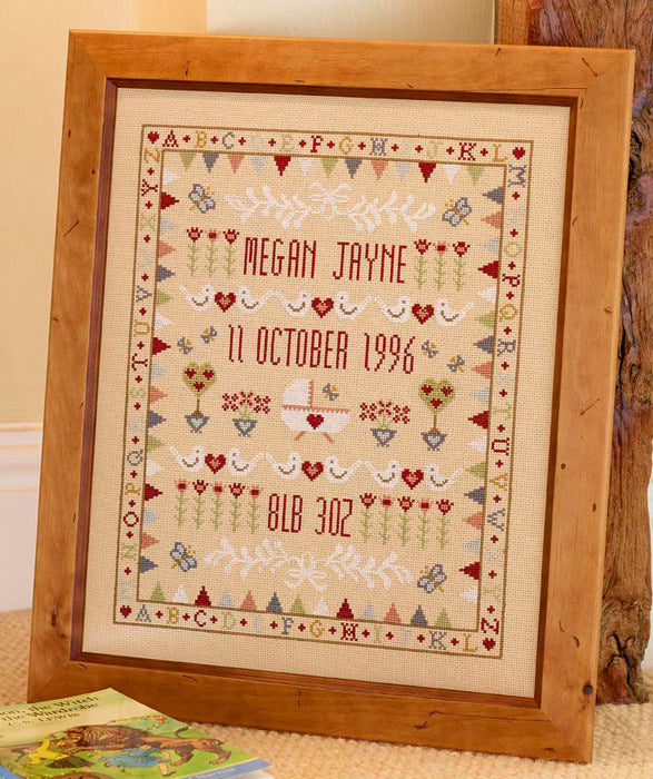 Historical Sampler Company Bunting Cradle Sampler Cross Stitch Kit - 27cm x 33cm
