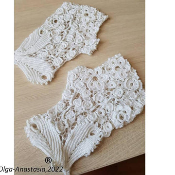 Fingerless bridal mitts Irish lace