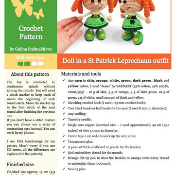 183 Girl Doll in a St Patrick Leprechaun outfit