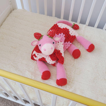 3in1 Strawberry Cow Baby Blanket Cow AmiBlanket