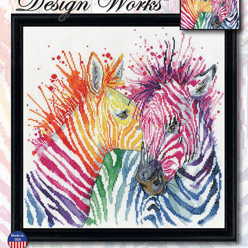 Design Works Colourful Zebras Cross Stitch Kit - 30cm x 30cm