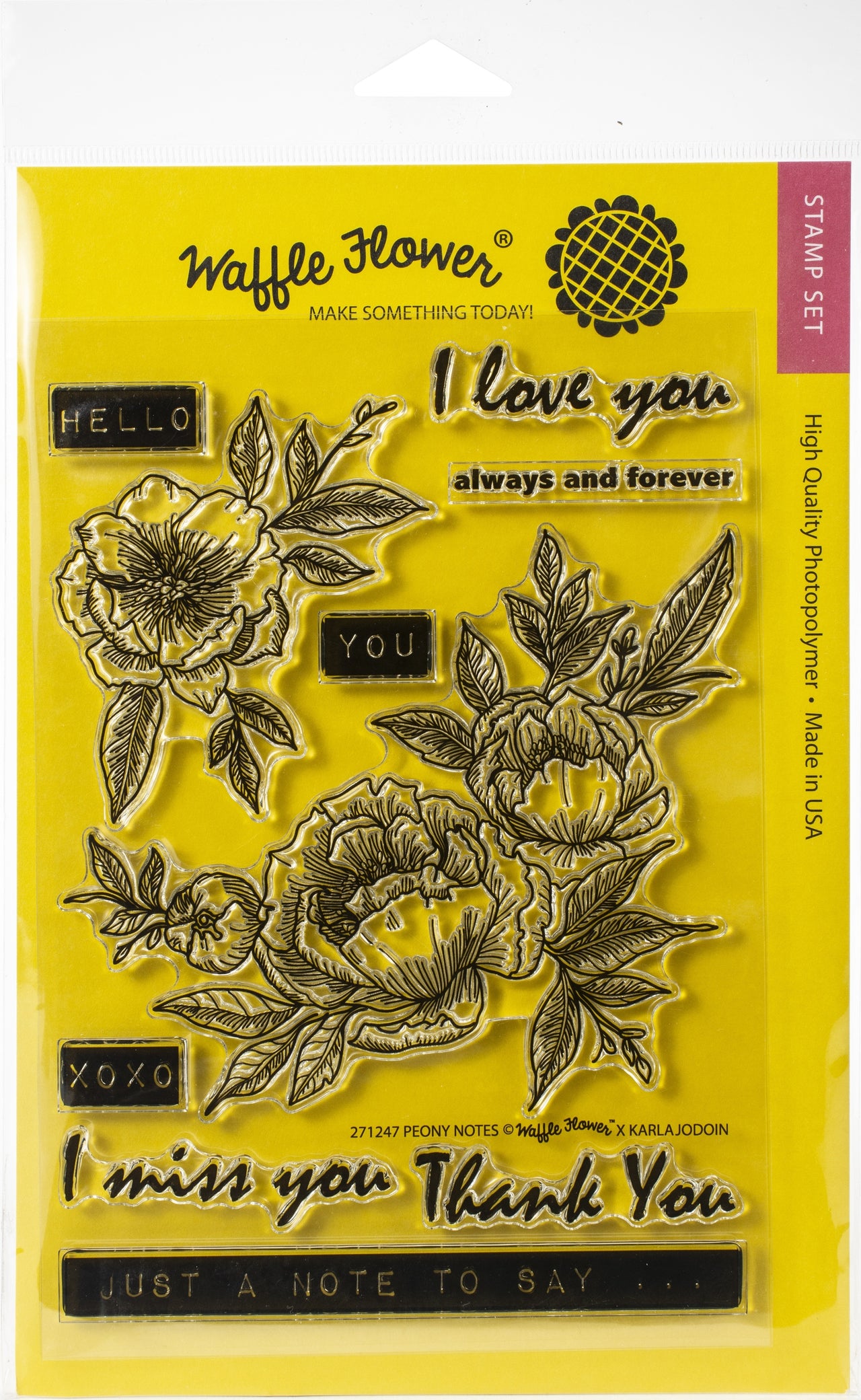 Waffle Flower Crafts Clear Stamp 5"X7" - Peony Notes