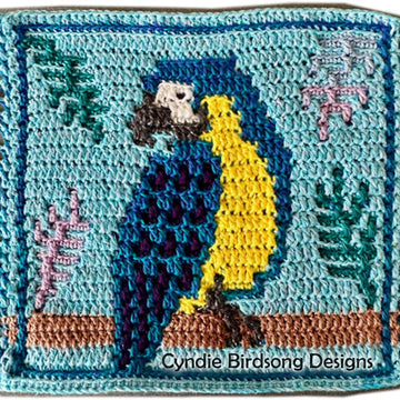 Tropical Macaw - mosaic crochet square