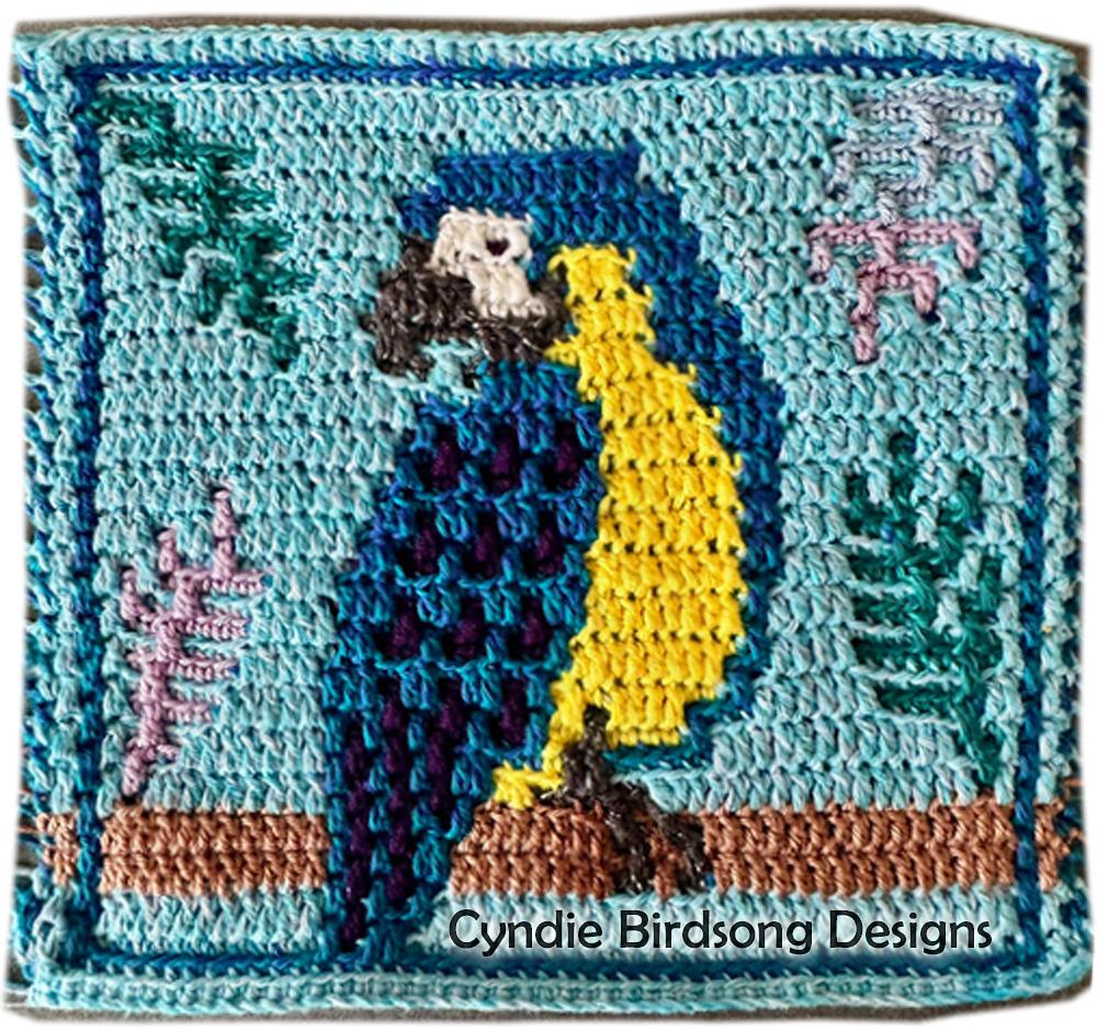 Tropical Macaw - mosaic crochet square