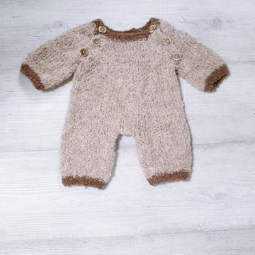 Baby bear boucle raglan romper & hat pdf knitting pattern, 0-12 months