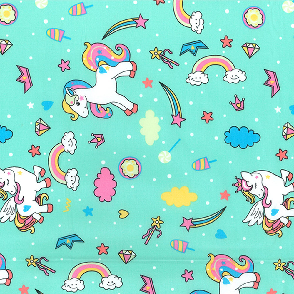 Rose & Hubble Cotton Poplin Printed - Unicorns Mint
