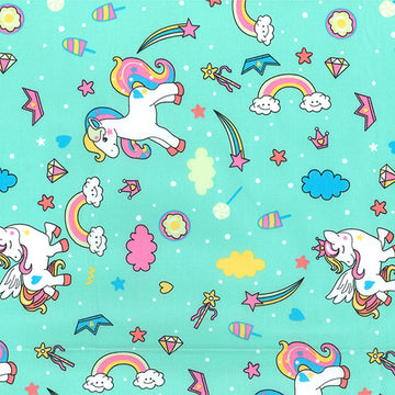 Rose & Hubble Cotton Poplin Printed - Unicorns Mint