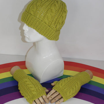 Adult & Teen Aran Cable & Fishermans Rib Beanie & Gloves