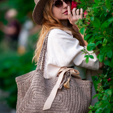 Large summer raffia bag