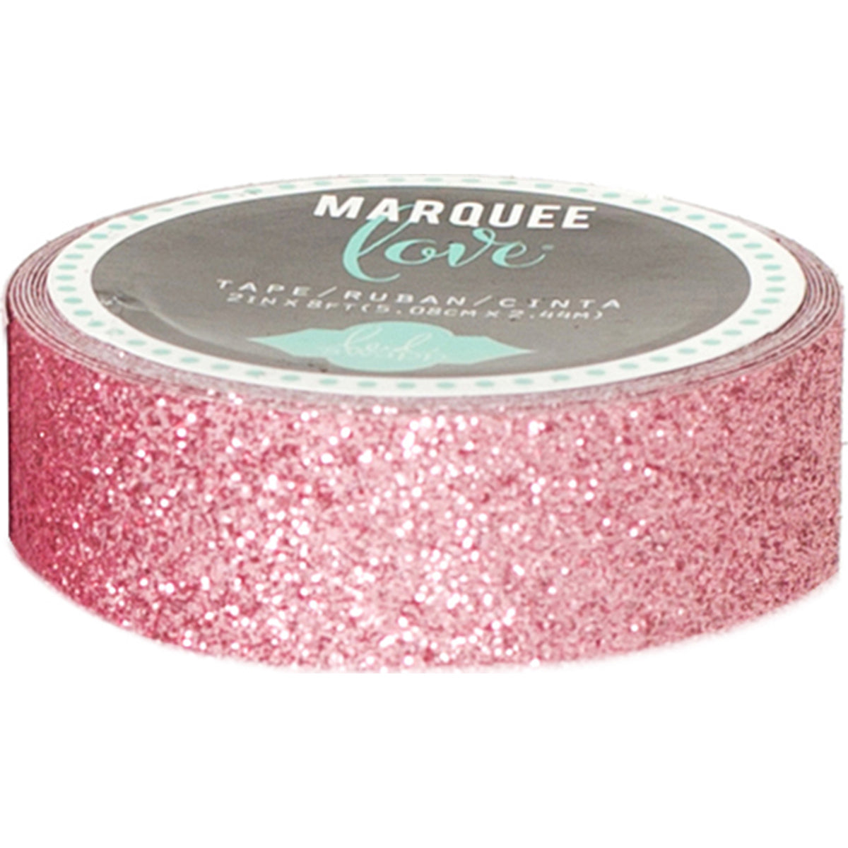 American Crafts Heidi Swapp Marquee Love Decorative Tape .875" - Pale Pink Glitter, 10'
