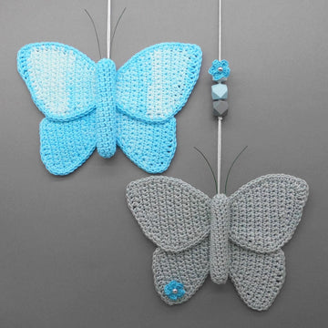 Butterfly hanging decoration - simple made from scraps of yarn