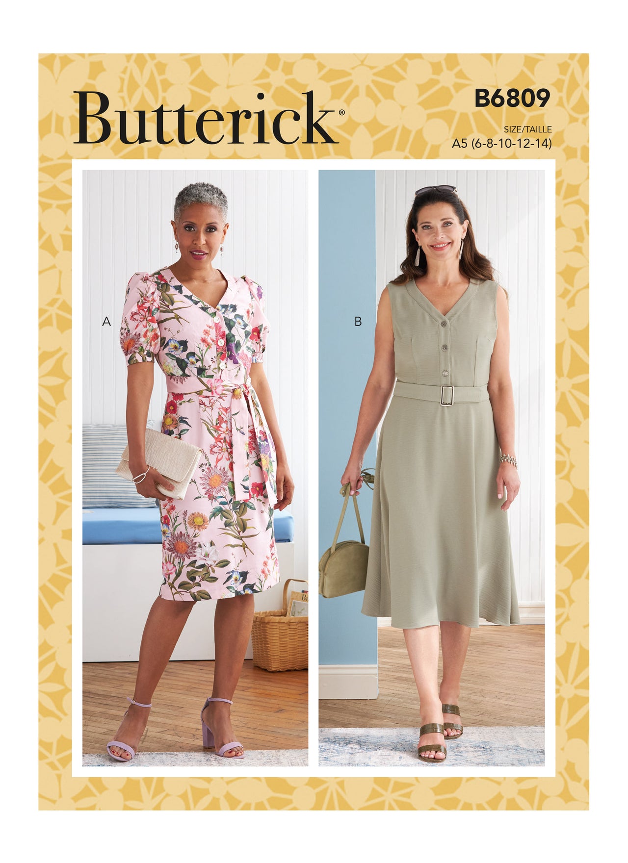 Butterick Misses' Dress, Sash & Belt with A/B, C, D, DD Bust Cup B6809 - Sewing Pattern