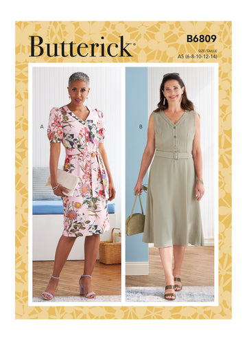 Butterick Misses' Dress, Sash & Belt with A/B, C, D, DD Bust Cup B6809 - Sewing Pattern