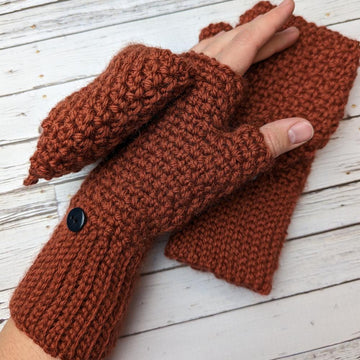 Moss Stitch Fingerless Gloves