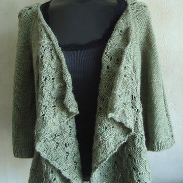 #102 Drape-Front Top-Down Lacy Cardigan