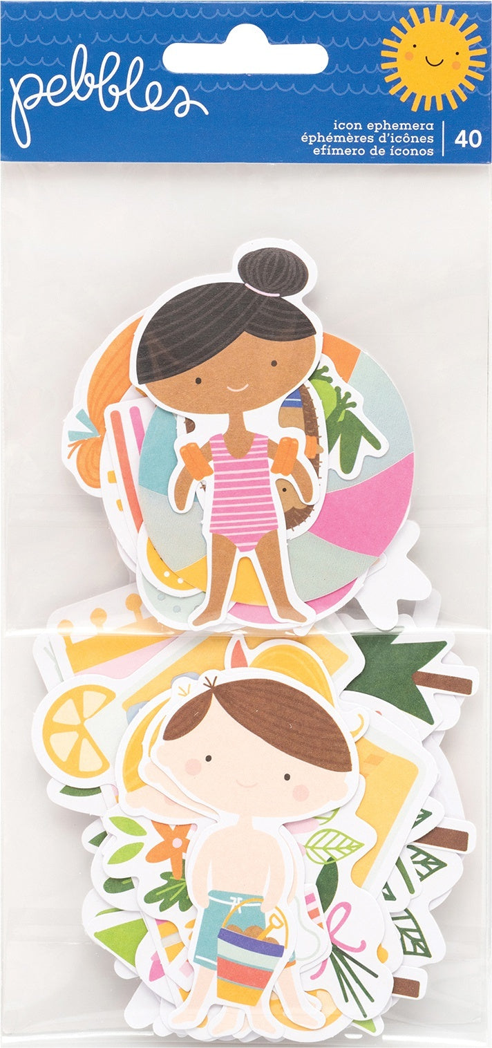 American Crafts Sun & Fun Ephemera Cardstock Die-Cuts 40/Pkg - Icons