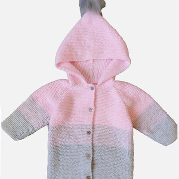 Childs Garter stitch Hooded Jacket Easy Knit 0 - 4 yrsBB064