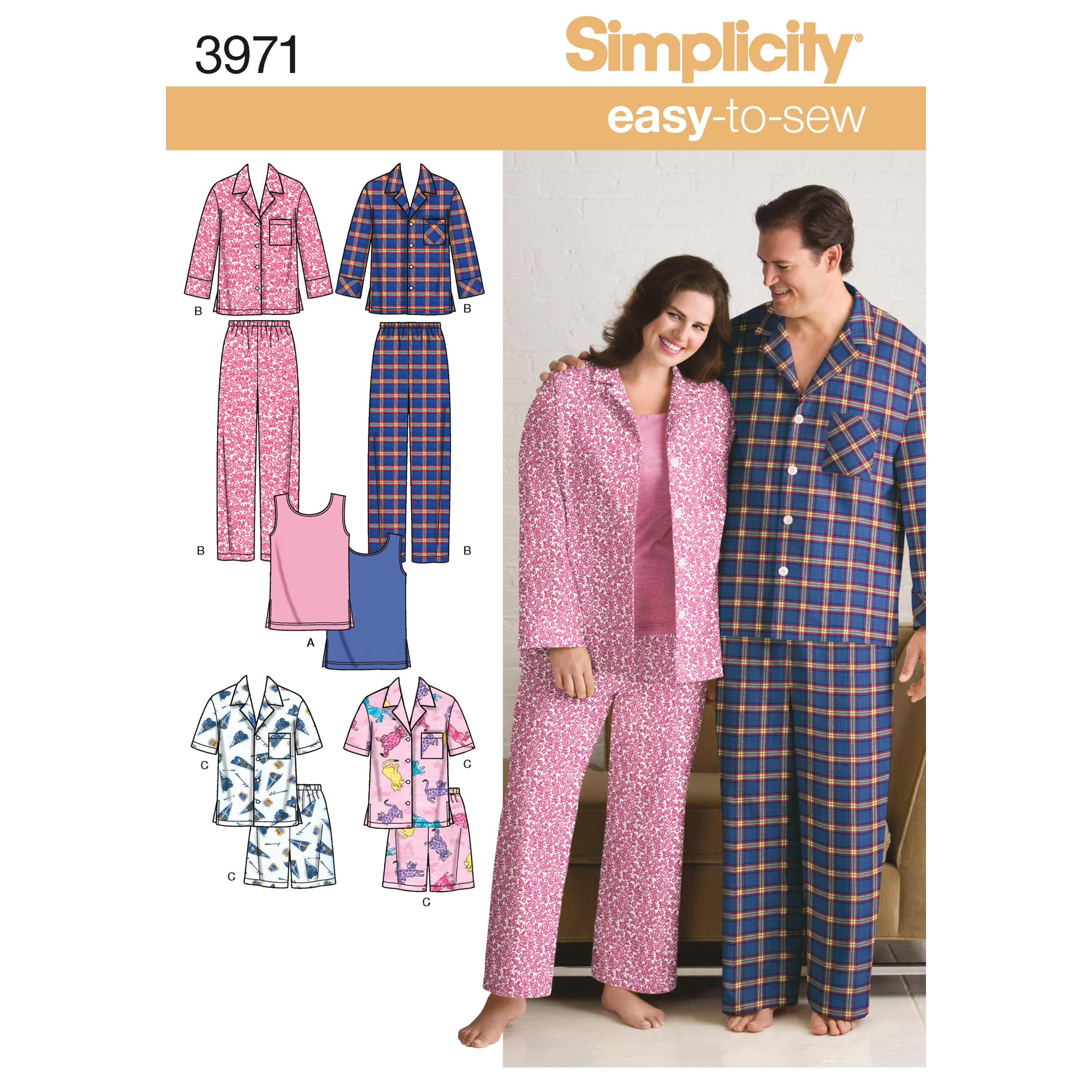Simplicity Women's & Men's Plus Size Sleepwear 3971 - Sewing Pattern