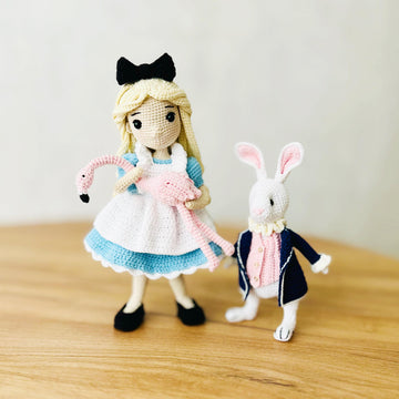 Crochet doll pattern, amigurumi doll with clothes, crochet bunny, amigurumi bunny, Alice and White rabbit