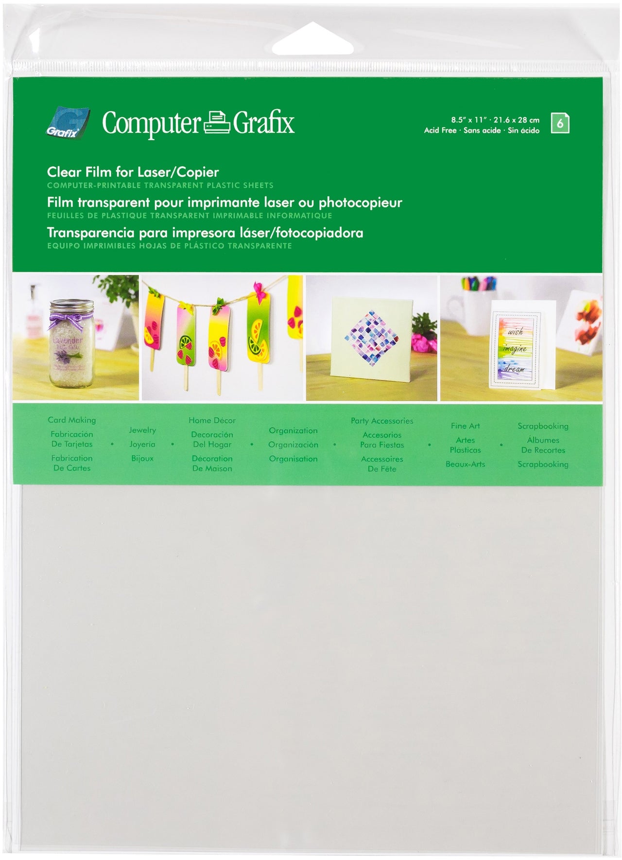 Grafix Laser/Copier Film 8.5"X11" 6/Pkg - Clear