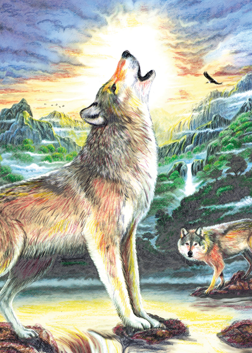 Royal Brush Mini Color Pencil By Number Kit 5"X7" - Wolf At Night