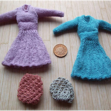 1:12th scale Ladies dress and snood c. 1939