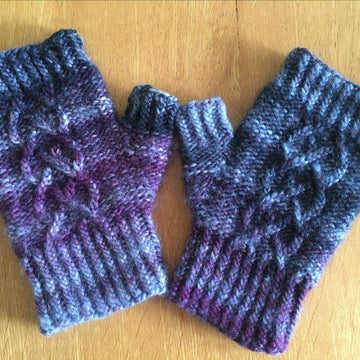 Twisted Rib with Cable Fingerless Gloves