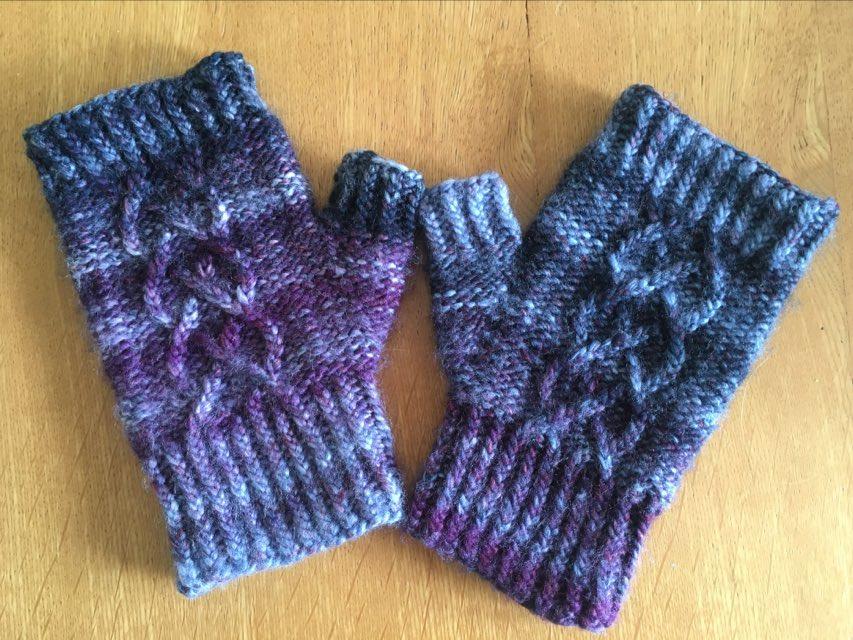 Twisted Rib with Cable Fingerless Gloves